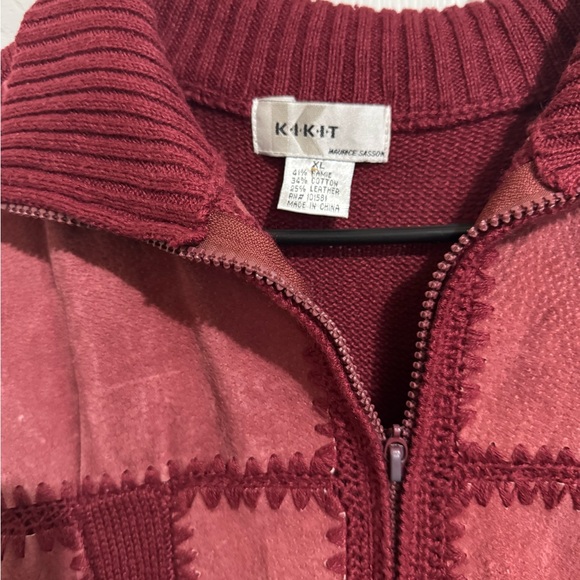 Kikit Maroon Knit Zip-Up Jacket - Picture 3 of 6